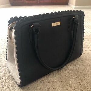 kate spade Navy and Cream Scalloped-Edge Satchel like new